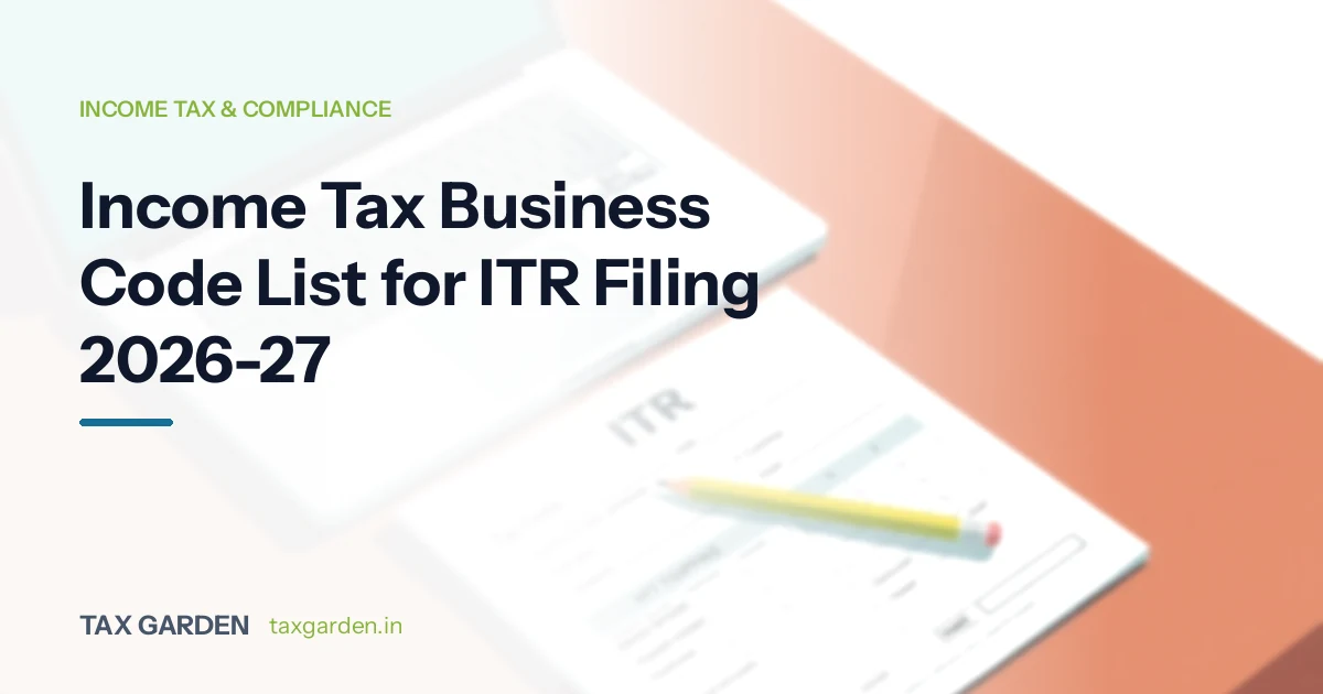 Income Tax Business Code List for ITR Filing 2026-27