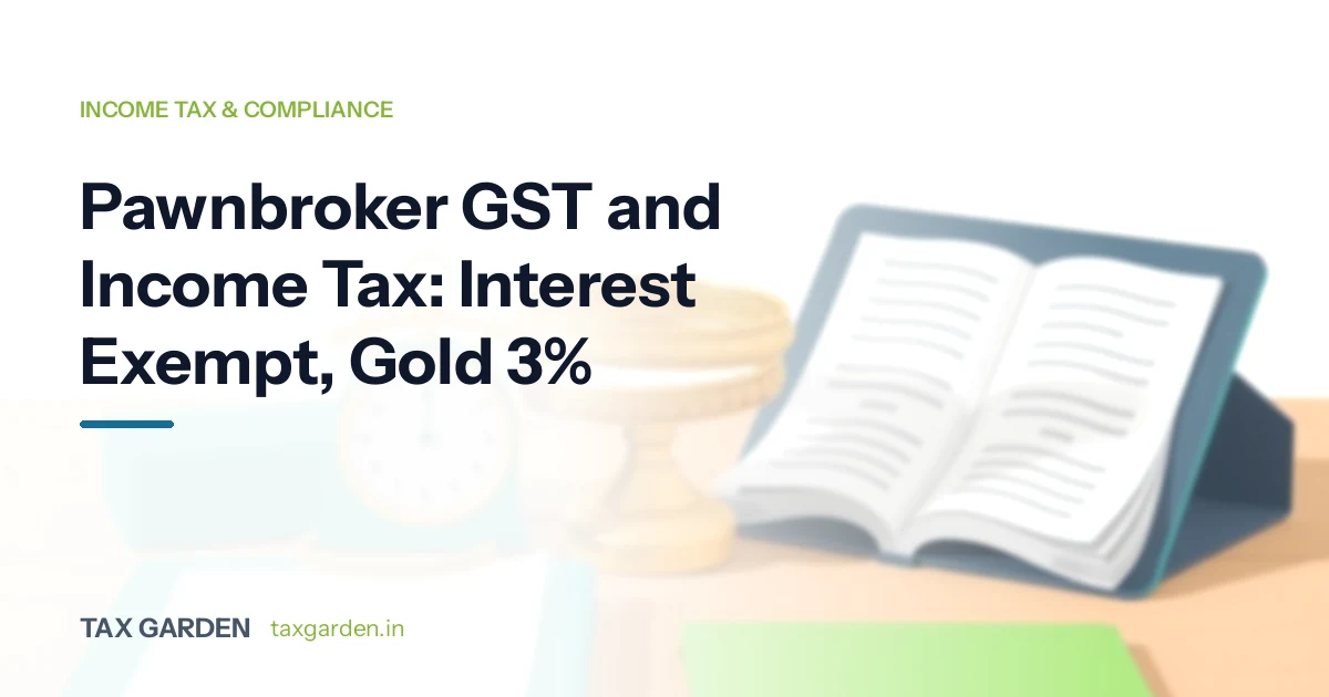 Brass weighing scale for gold beside an open ledger on a shop counter, for a pawnbroker GST and income tax guide